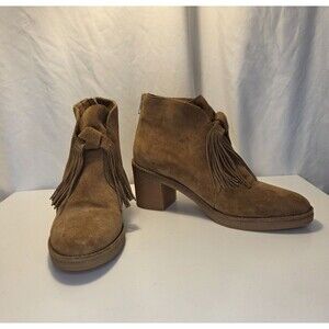 Ugg "Corin" Chestnut Suede Tassel Ankle Boots Women's Size 8.5